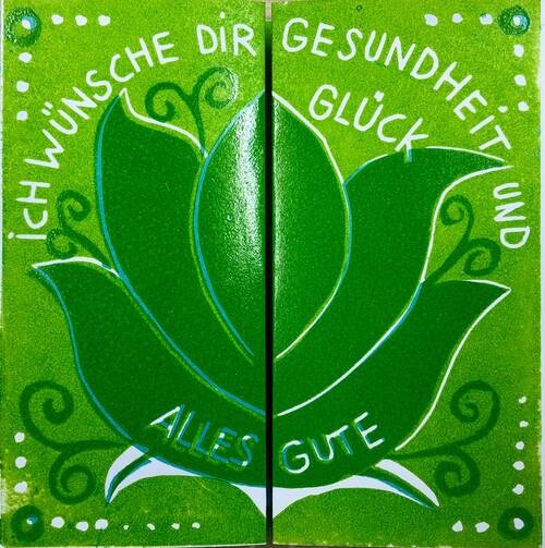 Ich wünsche Dir Gesundheit und Glück - Grußkarte Grußkarte "Lotusblüte" grün