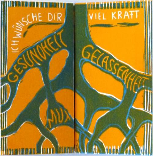 Ich wünsche Dir viel Kraft - Grußkarte Grußkarte "Wurzel" gelb/grün/blau