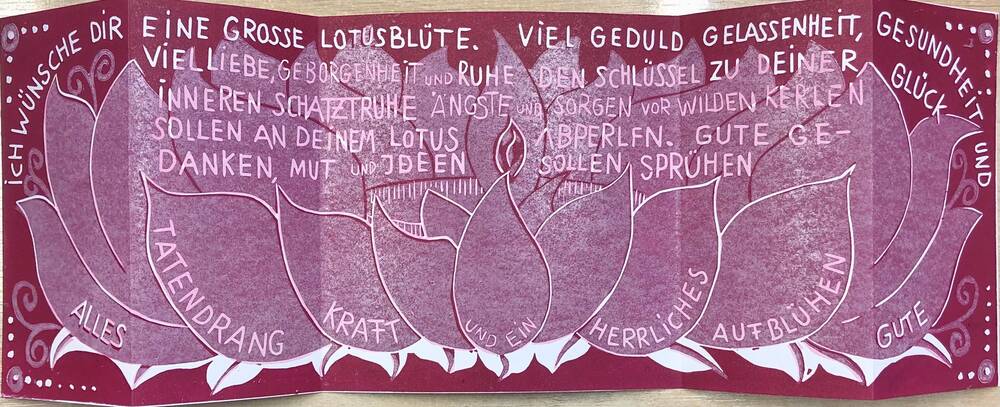 Grußkarte "Lotusblüte" lila-pink