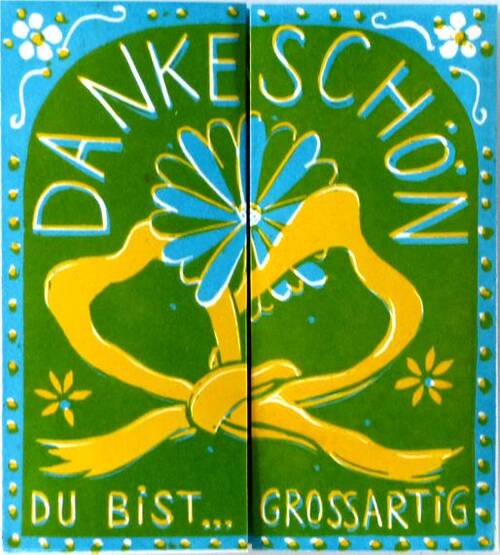 DANKESCHÖN Du bist großartig - Grußkarte Grußkarte "Dankeschön" blau/gelb/grün